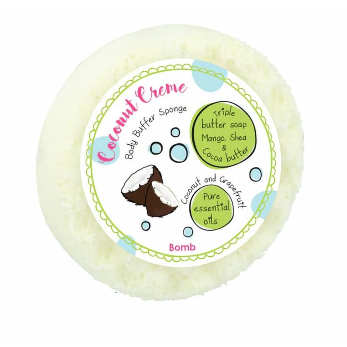 Bomb Cosmetics Coconut Creme Body Buffer Soap Sponge